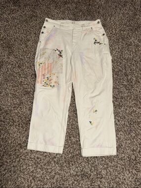 Free People White Floral patchwork Jeans